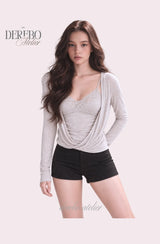 Mood Gray Shirring Layered Two-Piece Top