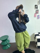 フリース🔥ハットプリンティングレタリングタトゥーパッチビッグフーディー 💙🩶🤎3COLOR