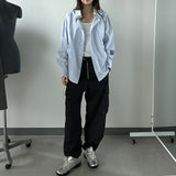 オーバーストライプストリングシャツ