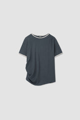 Shirring Ringer Top / Charcoal