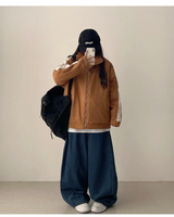フォトンウエストバンド サイドスリット フリースデニムワイドパンツ