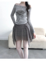 [3color] Floral lace A-line skirt