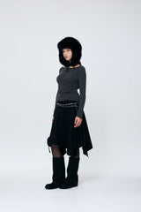 MUREN SHIRRING TOP / CHARCOAL