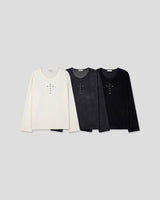 (UNISEX) Rivet Ribbed Long Sleeve