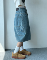 ストライプカーペンターデニムバルーンバミューダパンツ🩵💙 - 2 カラーズ