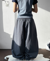 Fluffy Check Elastic Waist Balloon Pants 2Color