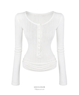 Slim Rib Button Top (3color)