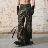 RELABEL 24SS マルチポケットプリーツクロップドパンツ ヒョウ柄シルエット テーパードレッグ