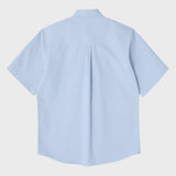 Navy C Patch Light Blue Denim short-sleeved Shirt [Unisex]
