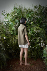 STRIPE L-C TAILORED 1/2 SHIRT (Khaki)