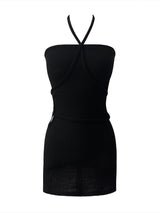 halter strap slit layered one piece (2color)