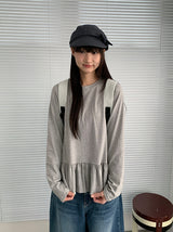 ラパスコットンフリル長袖Tシャツ