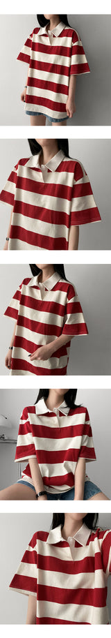 O'Kle Color Rugby Unit price Collar Short-sleeved T-shirt