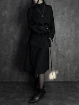 シフォンスカーフハイネックシャツ (2color)