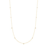gold bezel cubic station 14k gold plating + 925 silver necklace N065-06G