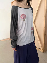  floral raglan T