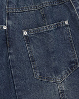 Reverse curved cut denim