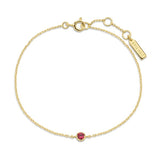 gold deep red solitaire 14k gold plating + 925 silver bracelet B071-01G