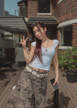 Bell shirring puff sleeveless