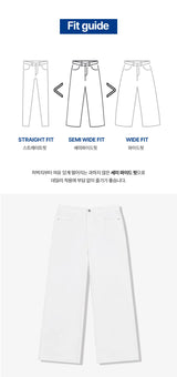 ベーシック ウォッシング ワイド コットン パンツ(white)