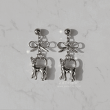 Kitty and Bow Piercing - Silver Color