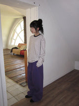 [unisex] Cadence Over Fit Stripe Color Matching Long Sleeve Tee