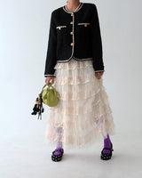Color-Blocked Chain Tweed Jacket