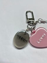 Key of Your Heart HEART Lover Pink with "With My Love" Lettering Pendant / Couple Birthday Gift Charm Bag Phone Key Shape