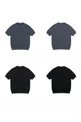 ジャカード コットン ニットTシャツ