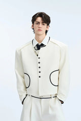 Colorblock Gem Button Tweed Jacket