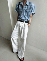 Western summer denim short-sleeved shirt