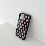 strawberry pattern glossy glass bumper case (black)