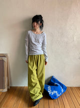 ニックス レイヤード ボタン ストライプ ロングスリーブ Tシャツ