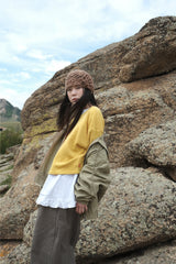 Ontz バックボタンフリルブラウス (2color)