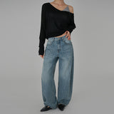 [Razil] Deep V-Neck Raglan Sleeve Slit Knit - 6 Colors