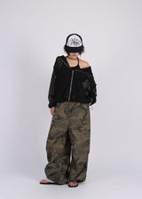 PUNCHING KNIT HOOD ZIP-UP