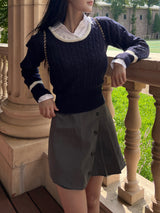 Joy color combination polo shibori long sleeve twist knit (5 colors)