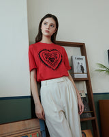 ハートプリントTシャツ [RED]
