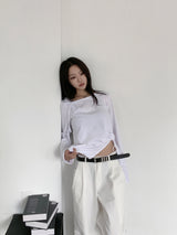 Cloud Draw Deck Shirring Team Long Sleeve T-Shirt (4 Colors)