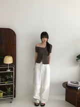 コンマバックルワイドパンツ (2 colors)