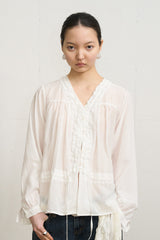 Frill V-neck Blouse (Ivory)