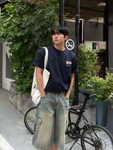 Fairy half cargo denim pants