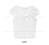 Laco Cap Sleeve Snap Button Crop Short Sleeve