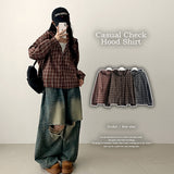 Meki Check Hooded Shirt 
