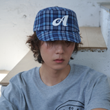 Aロゴ チェック ピルボックス キャップ (Navy Check)