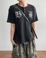 シールド ヘンリーネック ワッフル ショートスリーブ Tシャツ
