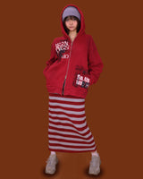 ストライプワイドニットロングスカート (4color)