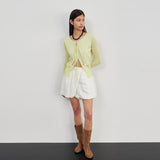 DOUBLE LAYERS KNIT CARDIGAN(LEMON)