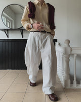 Onen One-Tuck Cotton Wide Slacks