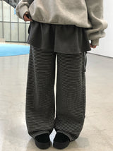 Xiao Stripe Brushed Wide Banding Pants